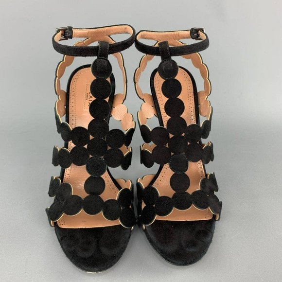 ALAÏA Shoes - ALAÏA Suede Laser Cut Strappy Sandals